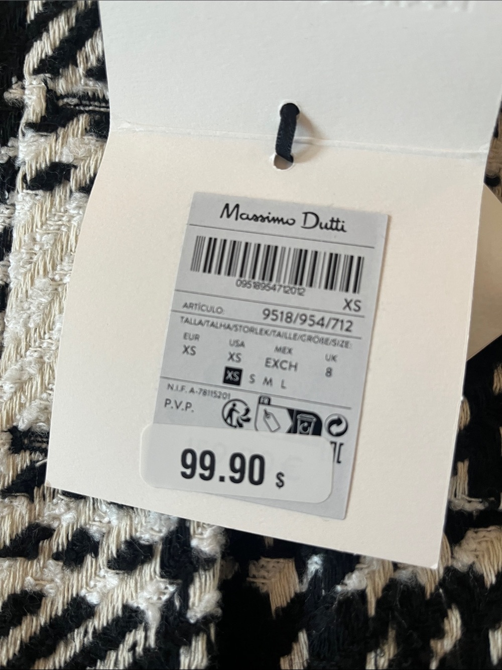 Massimo Dutti Black and White Plaid Blazer Jacket - Picture 5 of 7
